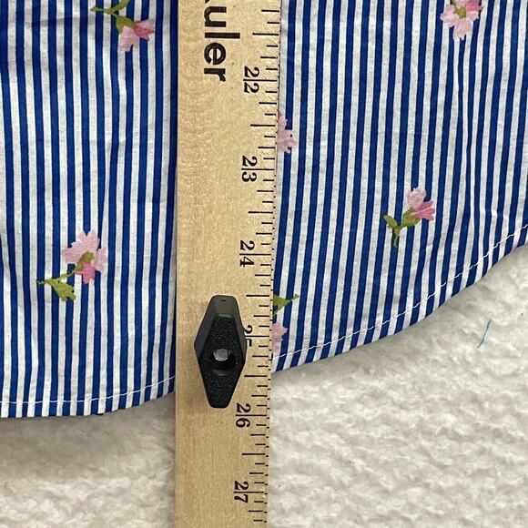 J Crew Mercantile Shirt Womens XXS Blue White Striped Floral Button Down Cotton - Picture 12 of 13